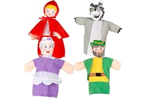 ColorBaby Cucu Show Set Marionetas Caperucita Roja, 4 títeres Personajes de 25 cm, Materiales Suaves y Seguros, Juguetes Infantil, para Jugar en Grupo o Pasar Tiempo en Familia (39166)