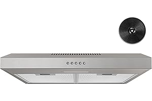 ‎FIREGAS FIREGAS Dunstabzugshaube 60 cm, inkl. Aktivkohlefilter,Unterschrank-Dunstabzugshaube, 3 Geschwindigkeiten, Abluft-/Umluftmodus, LED, Waschbarer Filter, Silber, Wandmontage