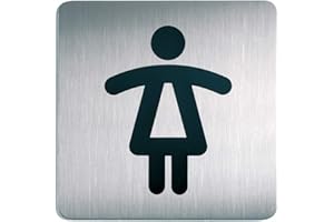Durable 495623 Pictograma WC damas, cuadrado, 150 x 150 mm, acero inoxidable
