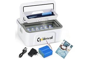 Cgoldenwall 12 Ore Scatola Refrigerante Portatile Per Insulina Per Max. 12 Penne, Capacità Interna 19 * 8 * 7cm Impostazione 0-8℃ Con 2 Batterie 5v 13600mah Mini Frigorifero Di Medicina