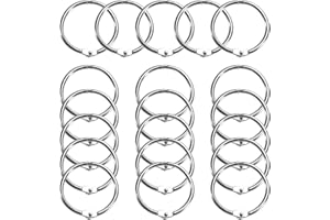 Anneaux de Reliure 20 pcs Anneaux de Livre en Métal, Argent Feuilles en Vrac Anneaux de Reliure à Anneaux, Carte Anneau Binder Anneaux Porte Clés pour l'école(25 mm)