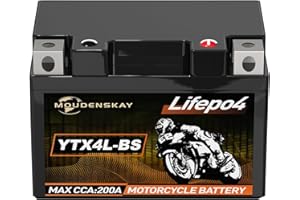 MOUDENSKAY Batería de litio para motocicleta, 12 V, batería de litio Powersports con BMS (YTX4L-BS 12,8 V, 2 Ah, 200 A), batería de arranque LiFePO4 para motocicletas, ATV, UTV, barcos, etc