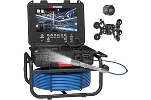 Cámara de Inspección de Tuberías, Sanyipace Camara Inspeccion Tuberias con Contador de Distancia, DVR & Grabador de Audio, FHD 1080P Cámaras para Boroscopio con 12 Luces LED & Zoom 5X,165FT/50M
