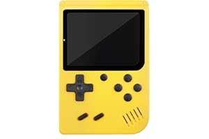 NHQZ Console Portatile con Giochi Arcade,Mini Console di Giochi Retrò,500 Giochi Classici,per Due Giocatori,con Controller Portatile e Uscita AV,Schermo da 3,0 Pollici,per Bambini e Adulti (Giallo)
