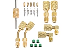 JINGEGECOME R410A Adapter Kit, Mini Split Vacuum Pump Kit 410A Refrigerant for R410A Mini Split Air Conditioner, Mini Split Adapter 5/16 to 1/4 Coupler R410A Refrigerant Hose Adapter Connector Valve Core Remover