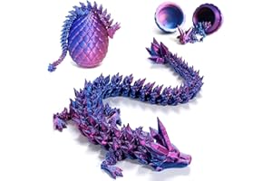 CUNSIEUN 3D Dragon Egg&12inch 3D Printed Dragon,Full Articulated Dragon Crystal Dragon with Dragon Egg, Executive Desk Toys, Home Office Decor,Adults Fidget Toys. (3D/Purple)