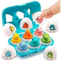 Luclay Montessori Eier Puzzle | 12-teiliges Farb- & Formen-Sortierspiel | Dinosaurier-Eier Lernspielzeug Für Kinder