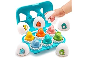 MOONTOY Huevos Juguetes niños 6 PCS Dinosaurio Huevos Sorpresa niños Juego para Aprender Formas y Colores, Juegos Educativos niño 2 años Regalos para Garçon Niñas de 1 2 3 años