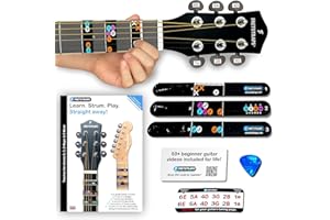 Fretstraps – Learn Guitar Chords Fast | Beginner Guitar Kit with Colour-Coded Straps, Guide Book, 50 Videos, Tuning Stickers & Plectrum