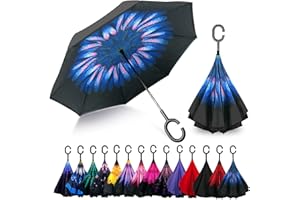 Trenovo Umgekehrter Regenschirm – 2023 Pro-Serie, winddichter umgekehrter Regenschirm mit C-förmigem Griff, umgedrehter Regenschirm für Regen, aktualisierte wasserdichte Technologie und windabweisend,