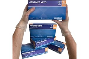 ARNOMED Winylowe rękawiczki jednorazowe L, bez talku, 100 sztuk/pudełko, rękawiczki jednorazowe, winylowe, dostępne w rozmiarach S, M, L i XL