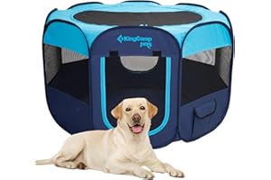 KingCamp Welpenlaufstall, Tierlaufstall, Tragbarer Welpenauslauf, Laufstall für Hunde, Katzen, Welpen, im Innen- und Außenbereich, für Wohnung mit Tragetasche und Hering, Blau M