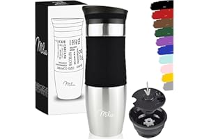 ‎MILU Milu Thermobecher Kaffee to go 370ml, 450ml Isolierbecher Kaffeebecher - 100% Auslaufsicher - Trinkbecher aus Edelstahl - Autobecher doppelwand Isolierung - Travel Mug (Schwarz, 450ml)