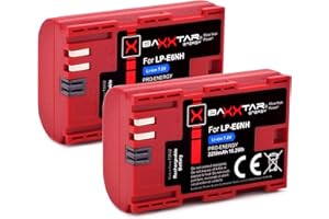 Baxxtar Pro LP-E6NH Pacchetto batteria per fotocamera 2250mAh Compatibile con Canon R5 R5c R6 R6II R7 ecc.