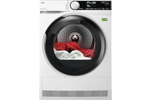 AEG Serie 8000 Asciugatrice a Pompa di Calore, 9 kg, TR8HDAM9B, Classe B, 12 Programmi, Tecnologia AbsoluteCare, PreciseDry con Sensori di Umidità,Tipologia filtro Easy Flow, 61 dB, 850x596x636 mm