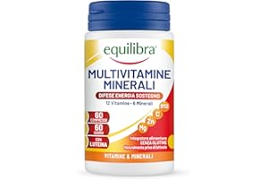 Equilibra Integratori Alimentari, Multivitamine e Minerali, a base di 12 Vitamine e 6 Minerali con Luteina, Indicato per Diete Povere di Minerali e Vitamine o Aumentato Fabbisogno, 60 Compresse
