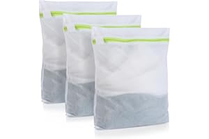 MOORLE Wäschesack Waschmaschine 3 Stück, Wäschenetz für Waschmaschine 23 * 30 CM, Klein Wäschebeutel mit Grun Reißverschluss, Wäschebeutel für Unterwäsche Socken Babykleidung BH
