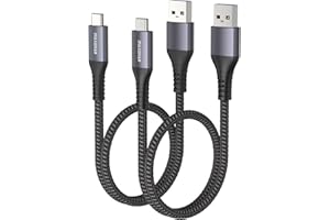 Maxonar Kabel USB C krótki 50cm/0,5M 2 paczki [dane 10 Gb/s] USB3.2 Gen2 Type C Android Auto Cable QC3.0 3A USB A do C Szybka ładowarka do Samsung Note20 Galaxy S21 Galaxy Z Flip5 Pixel 8 OnePlus11