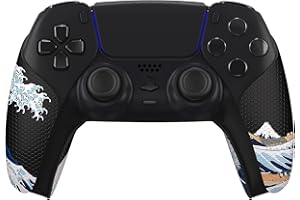 eXtremeRate PlayVital Protection pour ps5 Manette Grip Sticker,Autocollant Poignée pour ps5 Accessoires Controller,Skin Antidérapants-Grande Vague Kanagawa