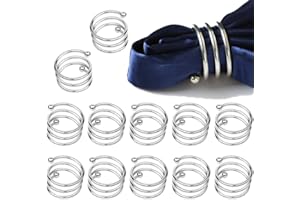 Techson Napkin Rings Set - Modern Handmade Spiral Buckle Holders in Natural Silver Metal - Ideal for Creative Party Gatherings, Wedding Anniversaries, and Banquet Table Decor - 12 PCS