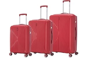 CELIMS - Set de 3 Valise Cabine + Moyenne + Grande en Polypropylène | Modèle 2025 | Taille 55+65+75cm | Serrure TSA | 8 roulettes 360 | Rouge