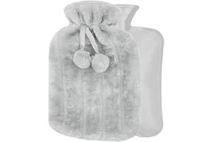 Lishang Borsa Acqua Calda Peluche 2L Boule Acqua Calda con Copertura Morbida Borsa Dell'acqua Calda in Gomma Hot Water Bottle per Crampi Mestruali Dolore al Collo e Alle Spalle