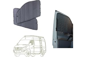 VanEssential Insulated Stealth Blackout Magnetic Window Covers Designed for Mercedes-Benz VS30 (Van Years 2019 to Current), Front Door (Pair), Charcoal Gray