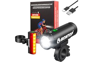 ‎MONTOP StVZO Zugelassen Fahrradlicht Set USB Akku, LED Fahrradbeleuchtung Fahrradlampe, Bike Light Fahradbeleuchtungsset INKL. Frontlichter & Rücklicht, Fahrradlichter für Kinder und Erwachsene