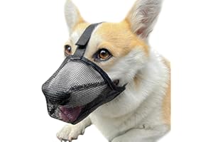 Tunknew Adjustable Breathable Dog Muzzles, Black Soft Nylon Muzzle Dog Muzzle for Large Dogs Prevent Biting Anti-Barking Licking (M)