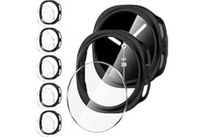 Diruite 5+5 Pack for Samsung Galaxy Watch 8 40mm Case+Screen Protector,Scratch Resistant PC Hollow Shell Cover*5&HD Clear Tempered Glass*5,Black(HD),40mm