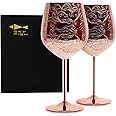 SKY FISH Stainless Steel Wine Glasses, Luxury Red Wine Goblet Set of 2, 480ml Royal Style Wine Cups for Wedding Anniversaries, Birthday Gifts, and Outdoor Picnics, Hand Wash