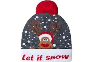 AIDEAONE LED Cappello da Festa per Maglione Brutto Illuminato a Maglia Berretti Natalizi per la Festa di Natale