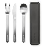 Brabantia Make &amp; Take Take Out Cutlery Set, Dark Grey, 3 Piece | Knife, Spoon and Fork, Protective Case, Dining Out, Stainles