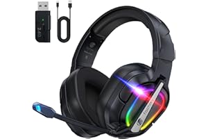 Fachixy FC200 Casque de Jeu sans Fil pour PS5 - Casque Pliable USB 2,4 GHz avec Micro - Bluetooth stéréo 3D avec autonomie de 50 Heures, pour PS4, PC, Mac, Switch, Mobile, Noir