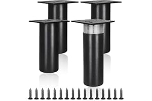 Aurinovellia 4 Pezzi Piedini per Mobili, Gambe per in Metallo Alluminio con Viti, Gambe Base per Scrivania Mobili da 10 a 11mm, Gambe per Tavolo Scrivania, Piedi per Mobili, per Armadietto Divano Nero