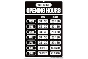 GEEKBEAR Business Hours Sign Kit for Store Glass Door - PET, 7.9 x 11.9 in (01. Black)
