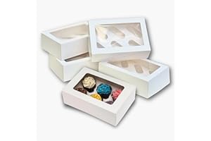 PACK N TRADE SPECIALISTS IN BAKERY & FOOD PACKAGING PACK N TRADE 10 Pcs cupcake boxes 6 hole - Multifunction Inserts Deep cake boxes for cupcakes – White cup cake boxes (24 x 16 x 7.5 cm) with Clear Window - Ideal for Muffins, Cupcakes & Pastries