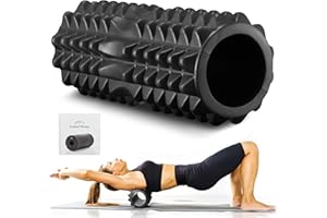 ‎EVEREST FITNESS Everest Fitness Wałek do masażu powięzi z kolcami i rowkiem - 33 cm do kręgosłupa, do masażu jogi, pleców, czarny