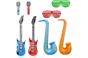 PVFZXS 8Stück Luftgitarre, Aufblasbare Gitarre,Luftgitarre Rockstar Aufblasbare Air Guitar Aufblasbare Instrumente Aufblasbare Party Props Party Supplies Favors Ballons Themenparty Festival Cosplay