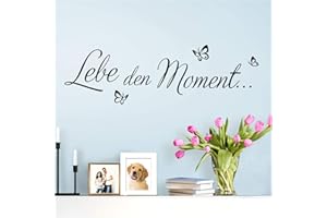 Wandaro Wandsticker Spruch Lebe den Moment | schwarz 80 x 27 cm | Wandaufkleber Flur Wandspruch Wohnzimmer Wandtattoo Aufkleber W3481