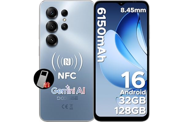 DOOGEE NOTE56X PRO Telefono Movil Octa Core Andriod 16, Batería 6150mAh, 32GB+128GB/2TB, 6.56" HD+ 90Hz Móvil,13MP+8MP,NFC/Dual SIM 4G/GPS/OTG/Huella Dactilar/Face ID/Widevine L1/3.5mm Jack Smartphone