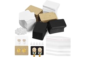 Swpeet Assortiment de 800 cartes à suspendre pour boucles d'oreilles comprenant 300 pièces de 3 styles de supports de boucles d'oreilles de 2,5 x 3,6 cm avec 2 trous, 200 bouchons d'oreille en