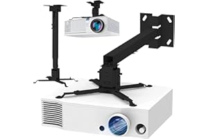 ABIS BEYOND FUTURE ABIS Universal Wall/Ceiling Projector Mounting Bracket Kit - 15° Tilt Flexible Installation - 43-65 cm Stand Holds 15kg - Adjustable Head Hanging Kit for Home (Black)