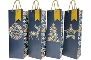 BSEICAL 12 PCS Bolsa De Vino De Navidad, Embalaje De Papel Kraft Con Asas Para Champán, Whiskey y Vino Tinto (B)