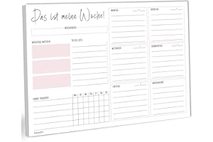 ‎BLAASH blaash® Wochenplaner Block DIN A4 ohne festes Datum | 50 Seiten Planer mit Wochenübersicht & Habit-Tracker für Termine, Aufgaben& Notizen | Organisation & Motivation im Alltag | Rosa