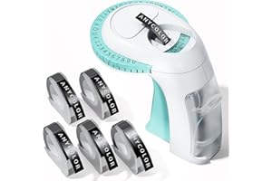 ANYCOLOR Label Maker Machine, Omega S Embossed Label Maker Embossing Label Maker Machine with 5 Black Embossing Label 9mm, 3D Handheld Label Printer Machine, Embossing Labeller for Home Gift DIY-Green