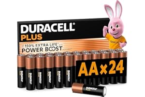 DURACELL Plus AA Batteries (24 Pack) – Alkaline Batteries 1.5V – Up to 150% Extra Life with POWER BOOST Actives– Reliability For Everyday Devices – 0% Plastic Packaging – 10-Year Storage - MN1500