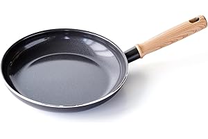 GreenChef Vintage Poêle à Frire en Céramique Antiadhésive de 24 cm, Poignée à Apparence en Bois, Sans PFAS, Compatibles avec l'Induction, Va au Four, Va au Lave-Vaisselle, Gris