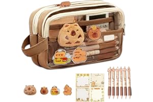 Mrltau Astuccio Capibara con 6 Penne Capibara & Peluche Capibara & Articoli Capibara, 5 Strati, Ampia Apertura, Kawaii Astuccio Capibara Aesthetic, Set Penne Carine Capibara