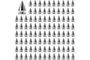 MUCHS LIAO Juibao 100x Cone Spikes Studs with Screwbacks Punk Rivets, Double Cap Rivet for Punk Spikes on DIY Leather Bags Clothes Shoes, 7 × 10mm, Silver